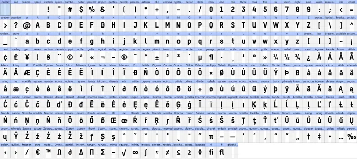 TStar Heavy Font Character and Glyphs