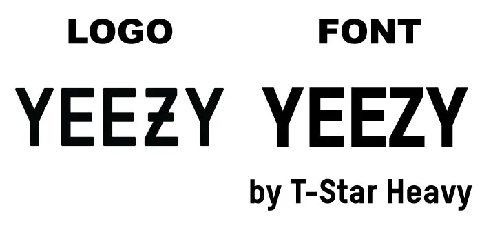 Yeezy logo vs TStar Heavy Font