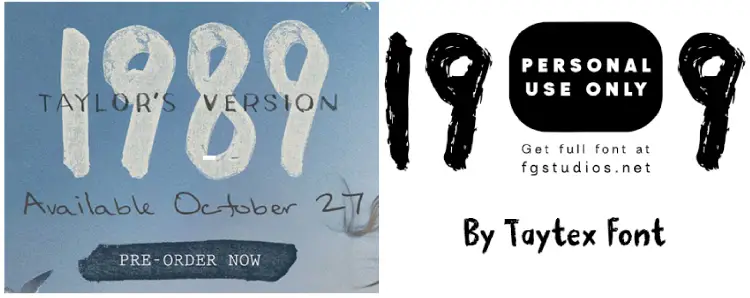 1989 Taytor Version font logo vs taytex font