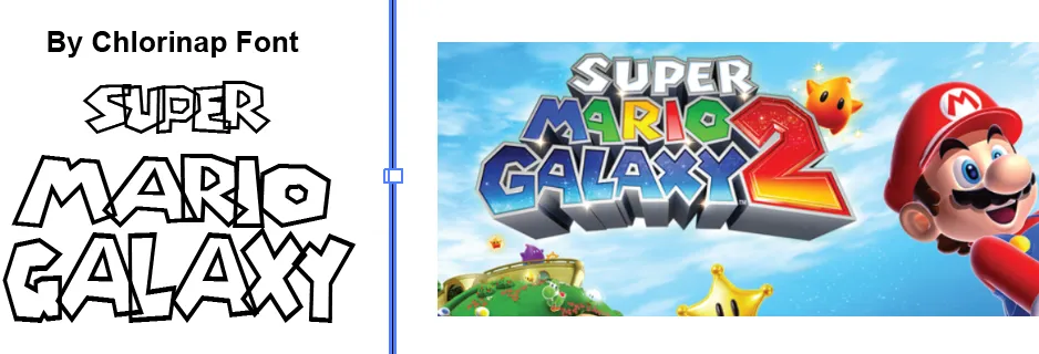 Chlorinap Font vs Super Mario Galaxy 2 game logo