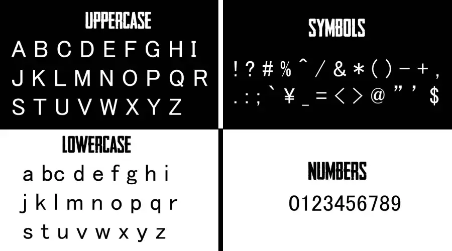 Ms Gothic Font Characters and Symbols View