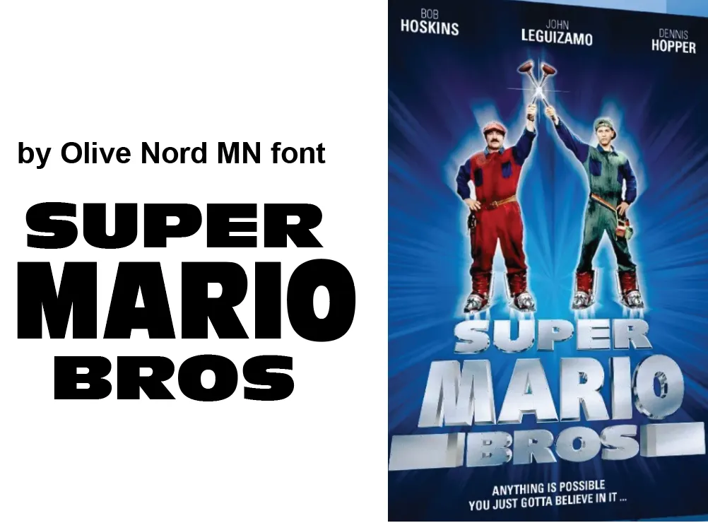 Olive Nord MN font vs Super Mario Bros live action movie 1993
