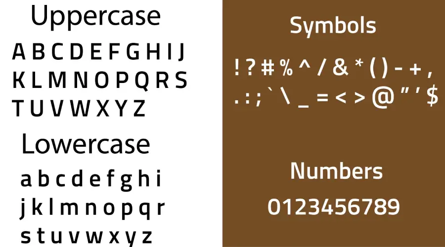 Sunflower Font Characters View