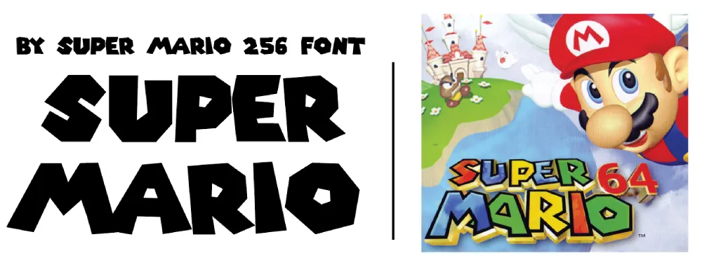 Super Mario 256 font vs Super Mario 64 Game Logo
