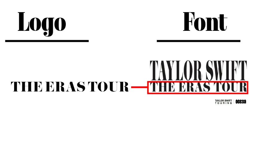 Taylor Swift Eras Tour Logo vs Pistilli Romani Font Similarity Example