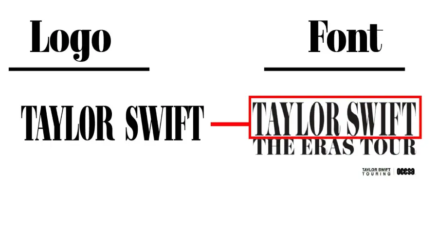 Taylor Swift Eras Tour Logo vs Rojal Font Similarity Example