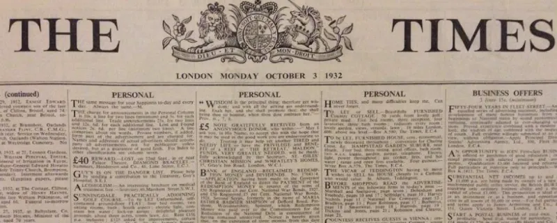 Times New Roman Font use in The TIMES Newspaper