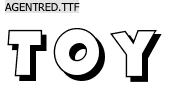 Agenet Red Font has similarity to the Toy word style in Toy Story movie logo