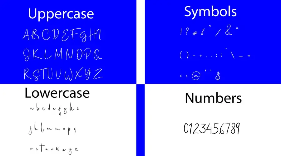 Jaceline Font Characters and Symbols View 1