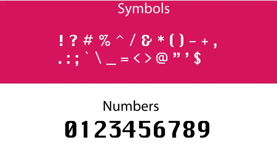 Krungthep Font Symbols Example