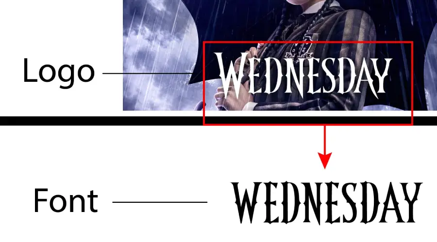 Wednesday logo vs Wednesday Font Similarity