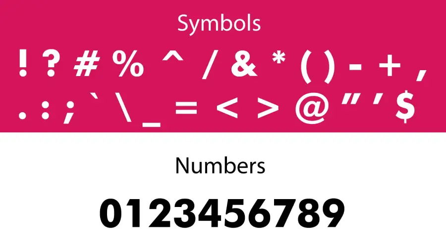 Futura BT Bold Font Symbols View