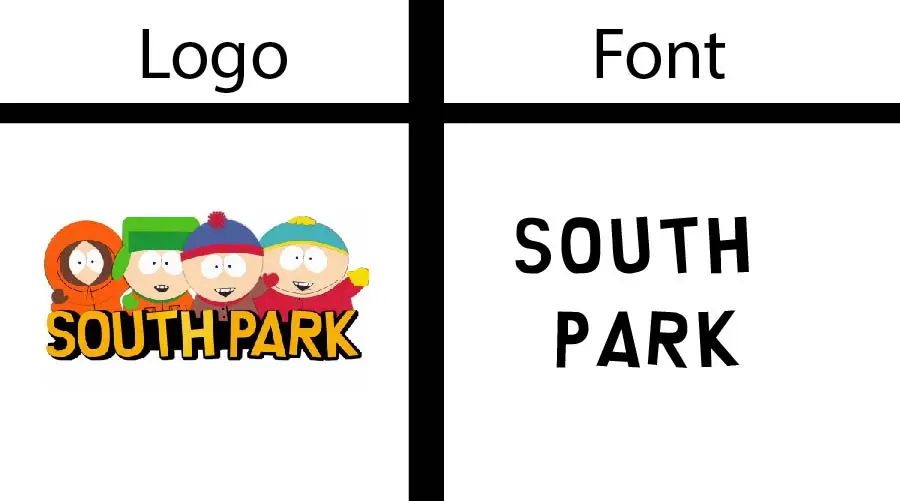 South Park logo vs South Park Font Similarity Example