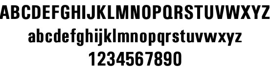 Utah Condensed Bold Font Characters