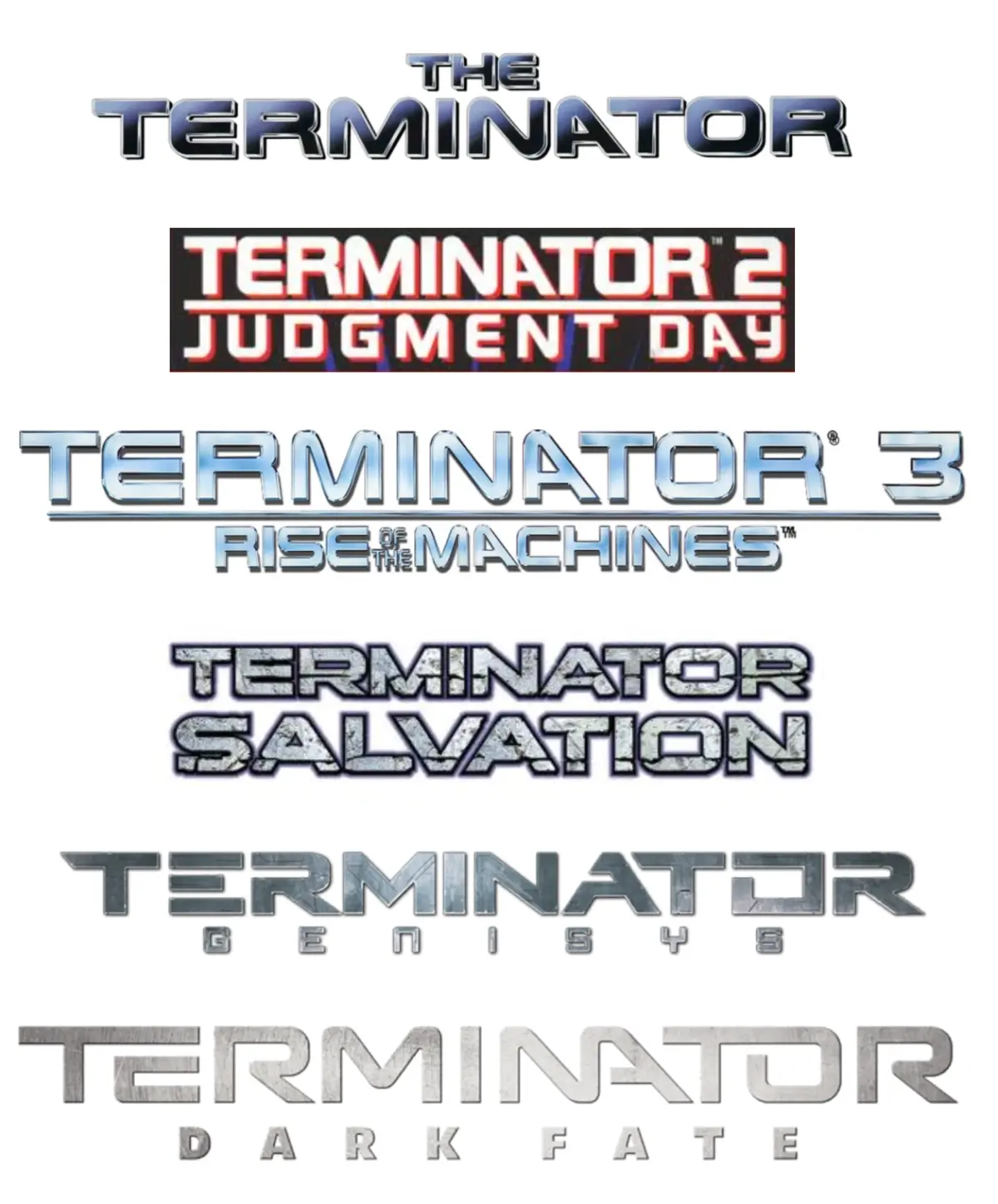 Terminator Franchise All Movie Title Logo