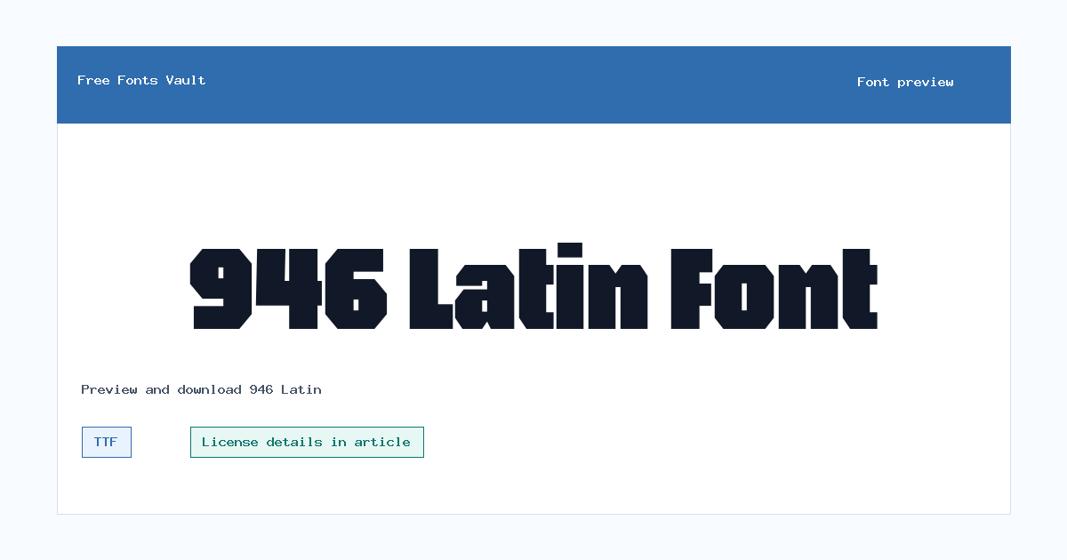 946 Latin font preview showing the family name
