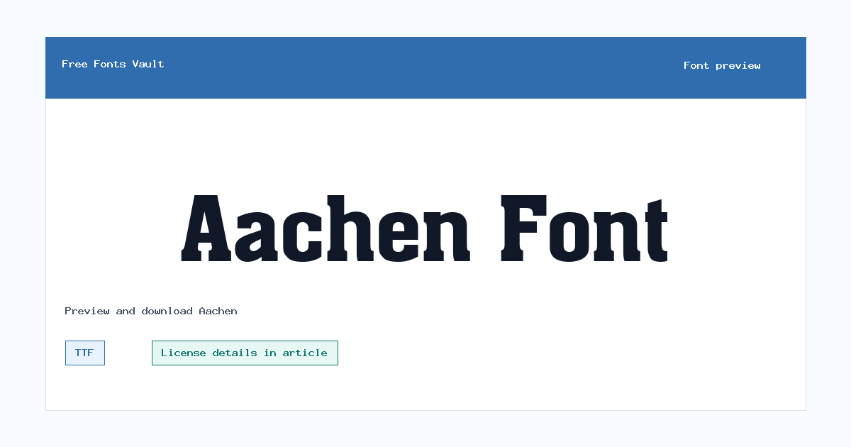 Aachen font preview showing the family name