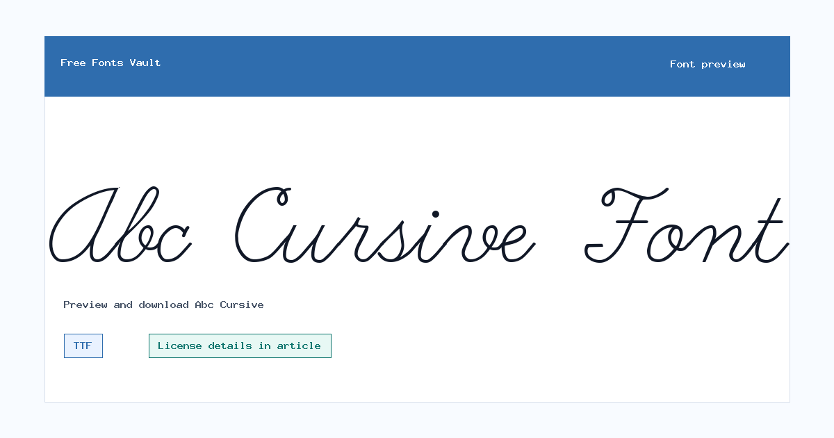 Abc Cursive font preview showing the family name
