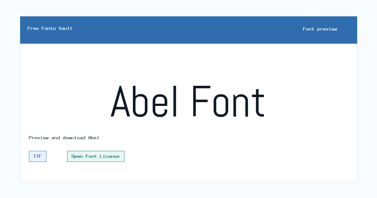 Abel font preview showing the family name