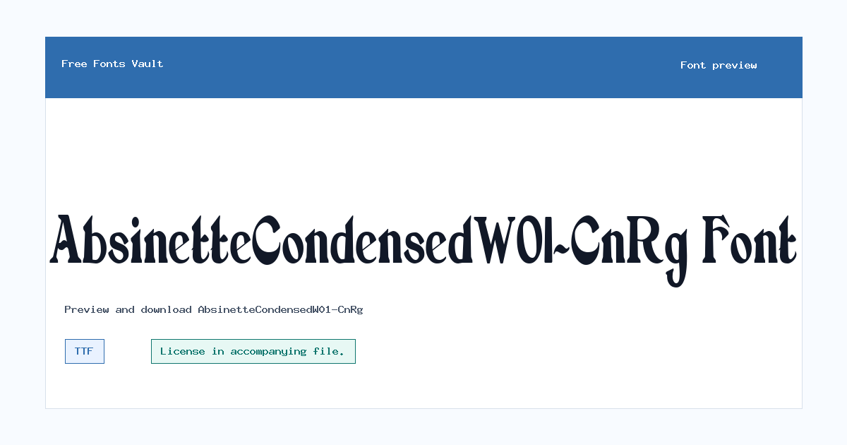 AbsinetteCondensedW01-CnRg font preview showing the family name
