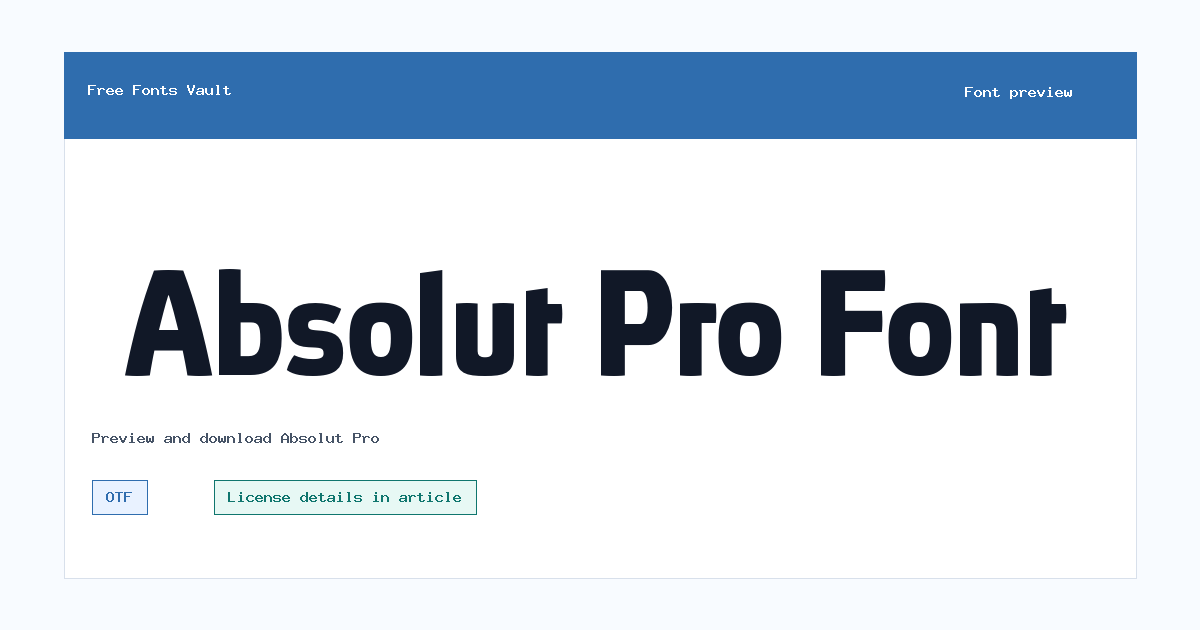 Absolut Pro font preview showing the family name