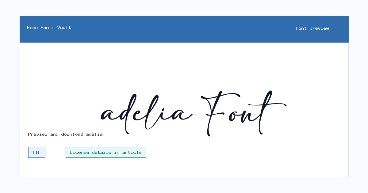 adelia font preview showing the family name