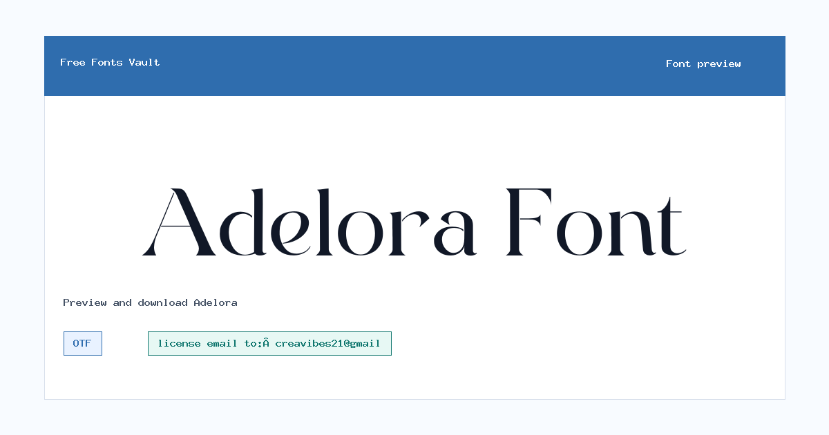 Adelora font preview showing the family name