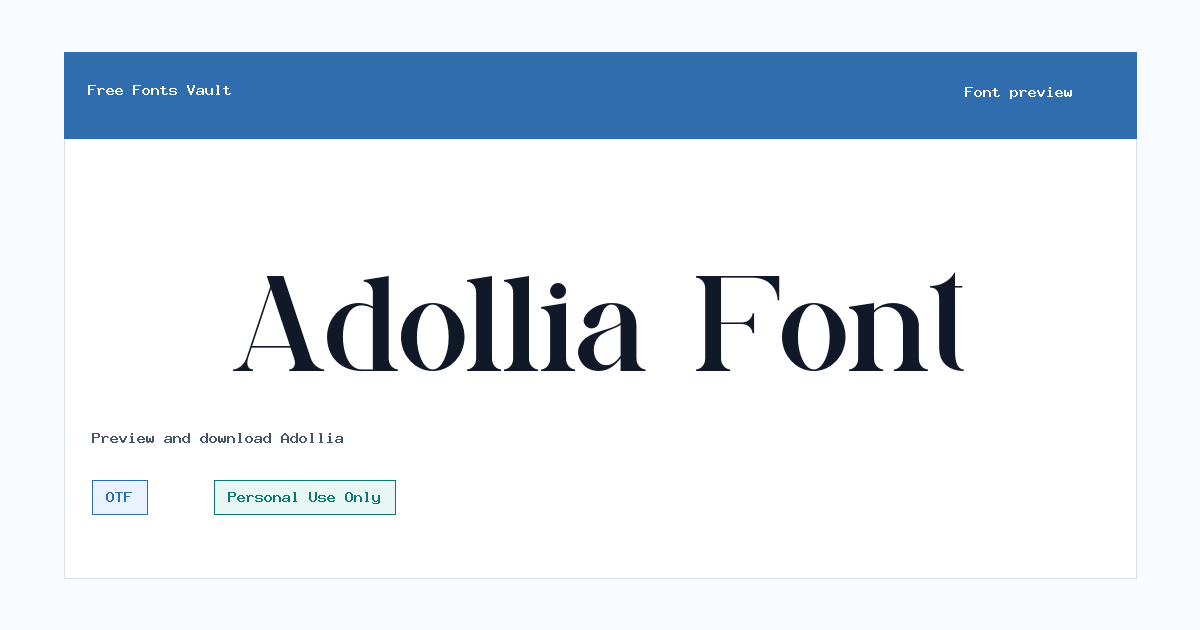 Adollia font preview showing the family name