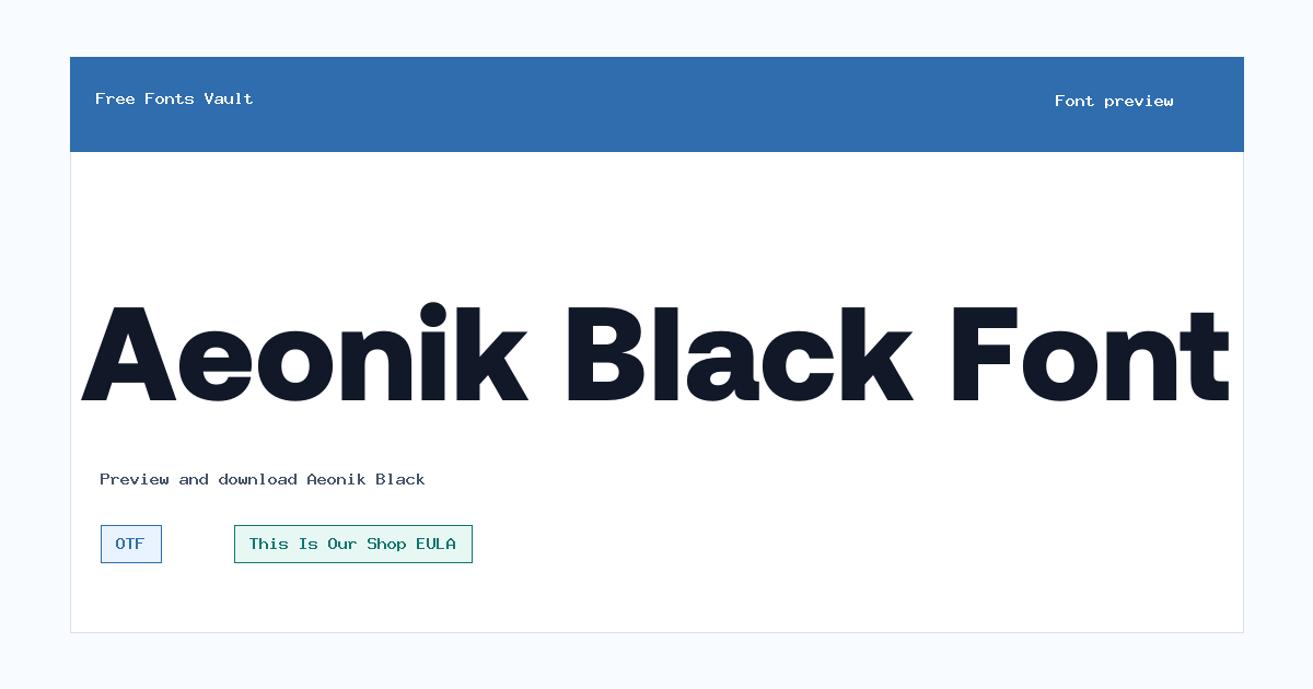 Aeonik Black font preview showing the family name