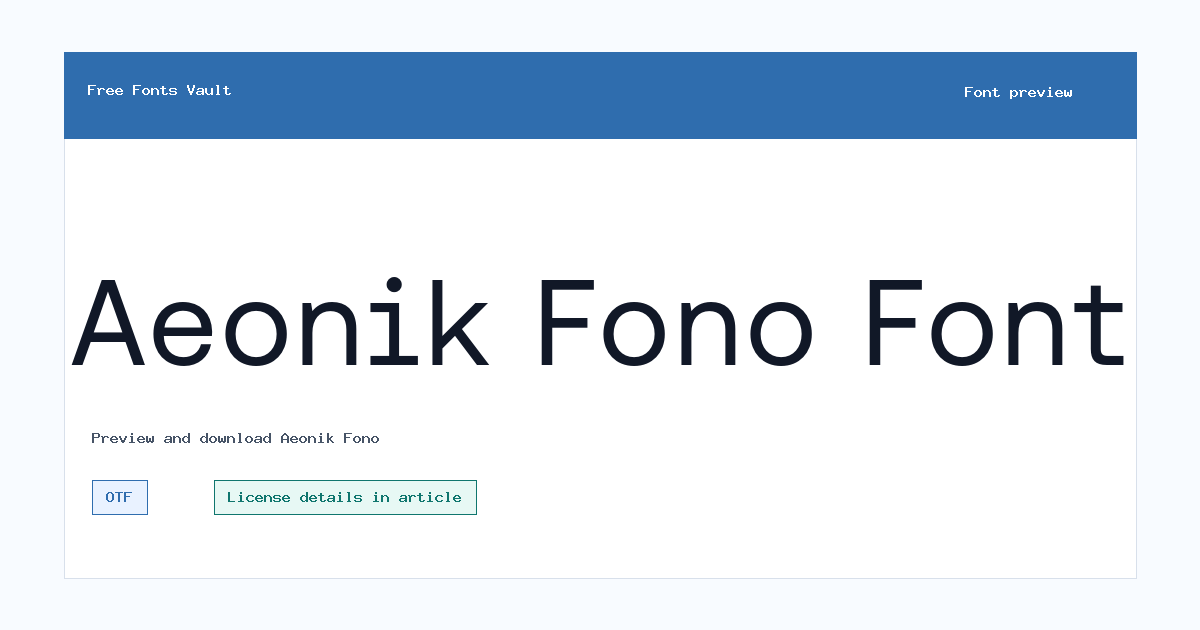 Aeonik Fono font preview showing the family name