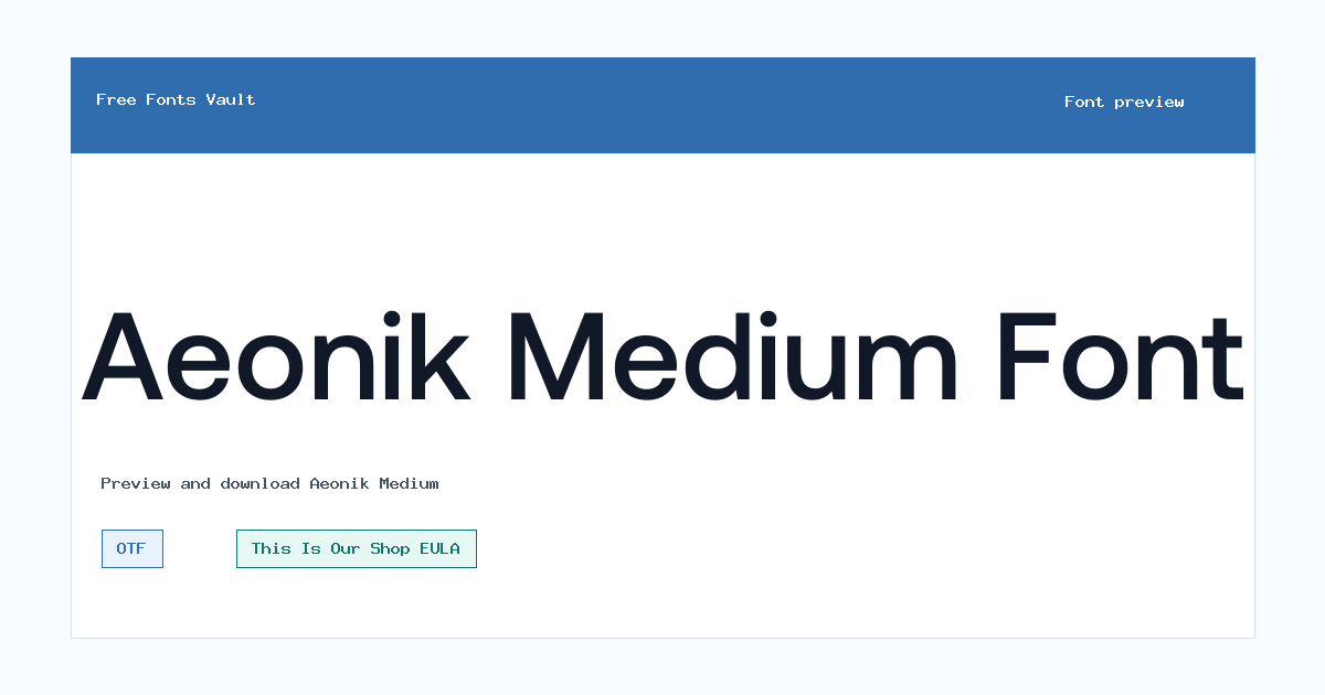 Aeonik Medium font preview showing the family name