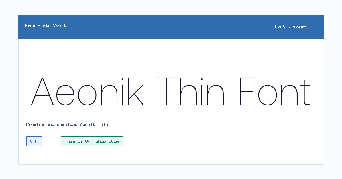 Aeonik Thin font preview showing the family name