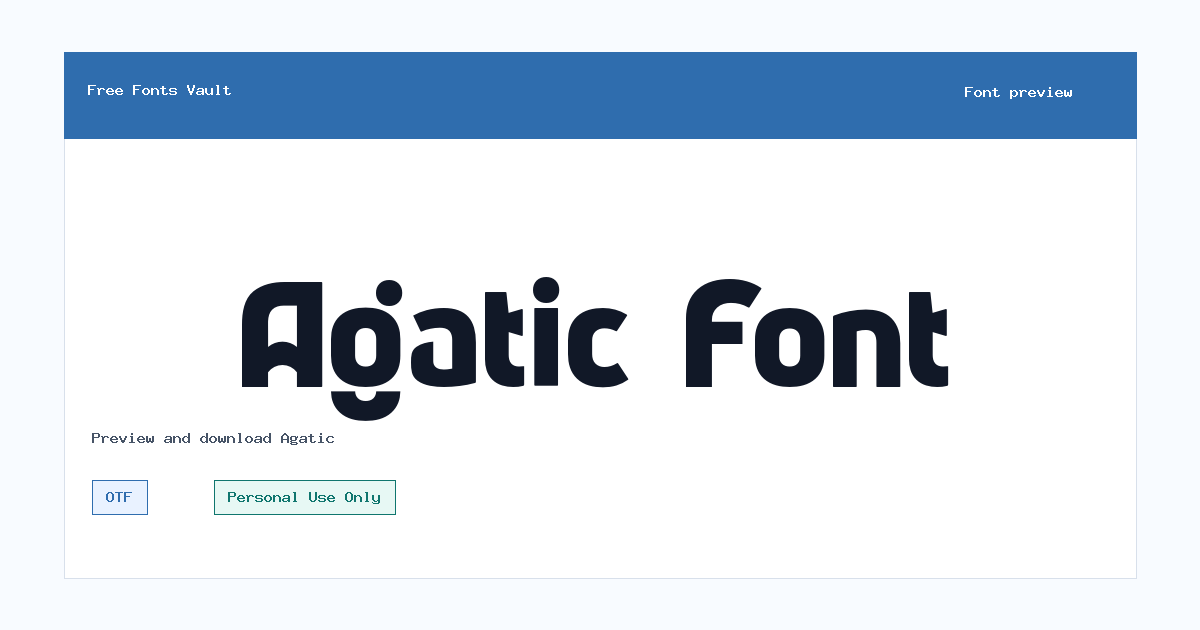 Agatic font preview showing the family name
