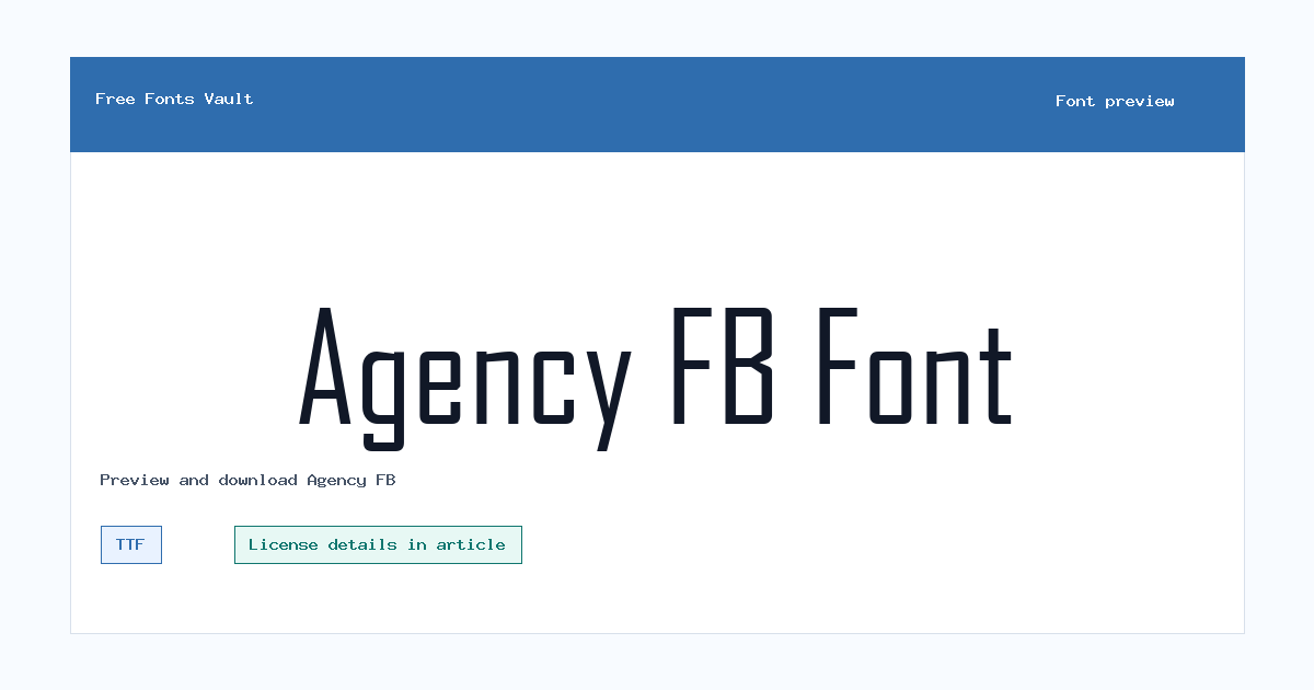 Agency FB font preview showing the family name