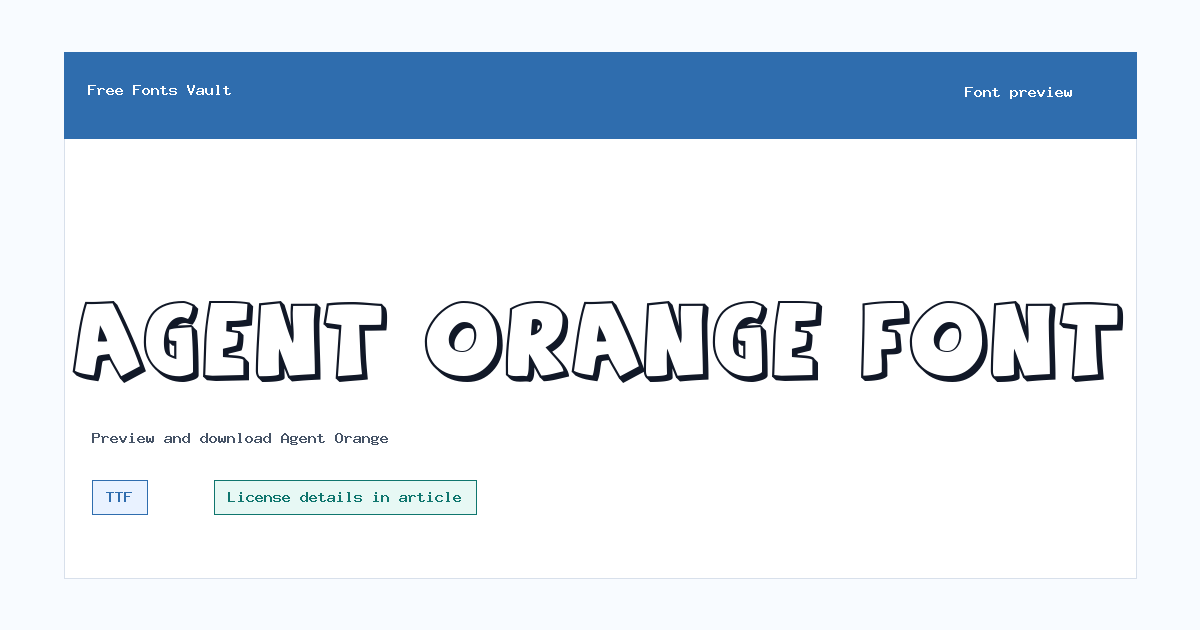 Agent Orange font preview showing the family name