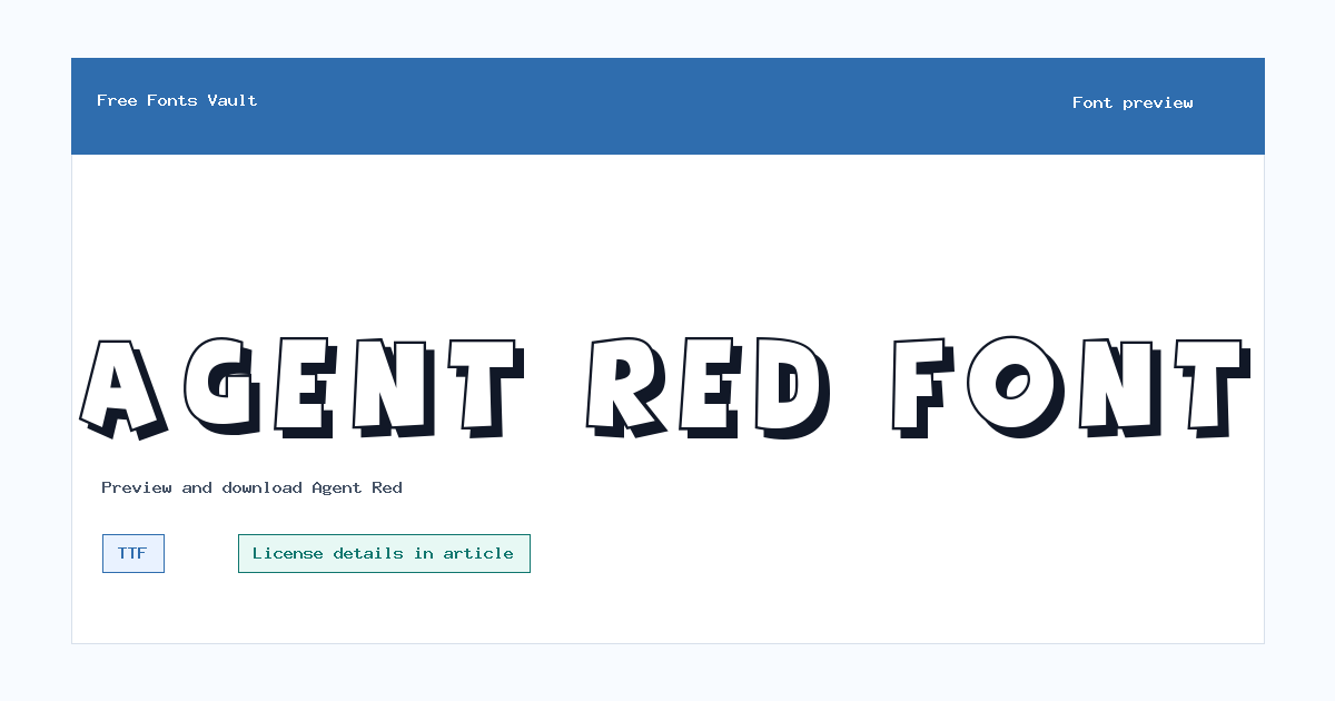 Agent Red font preview showing the family name