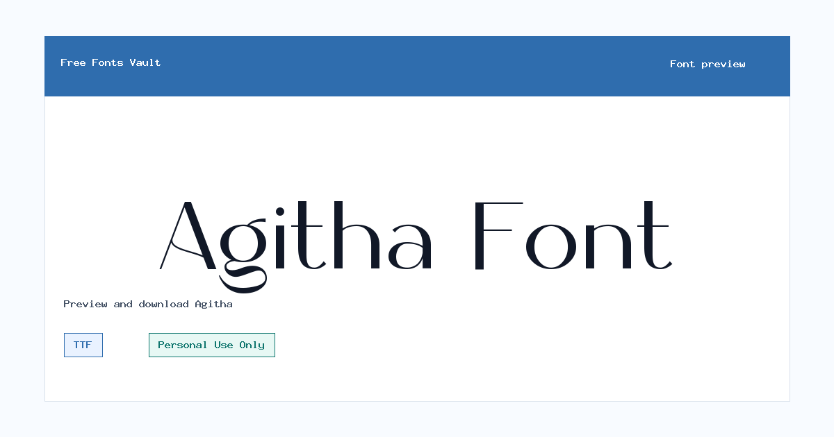 Agitha font preview showing the family name