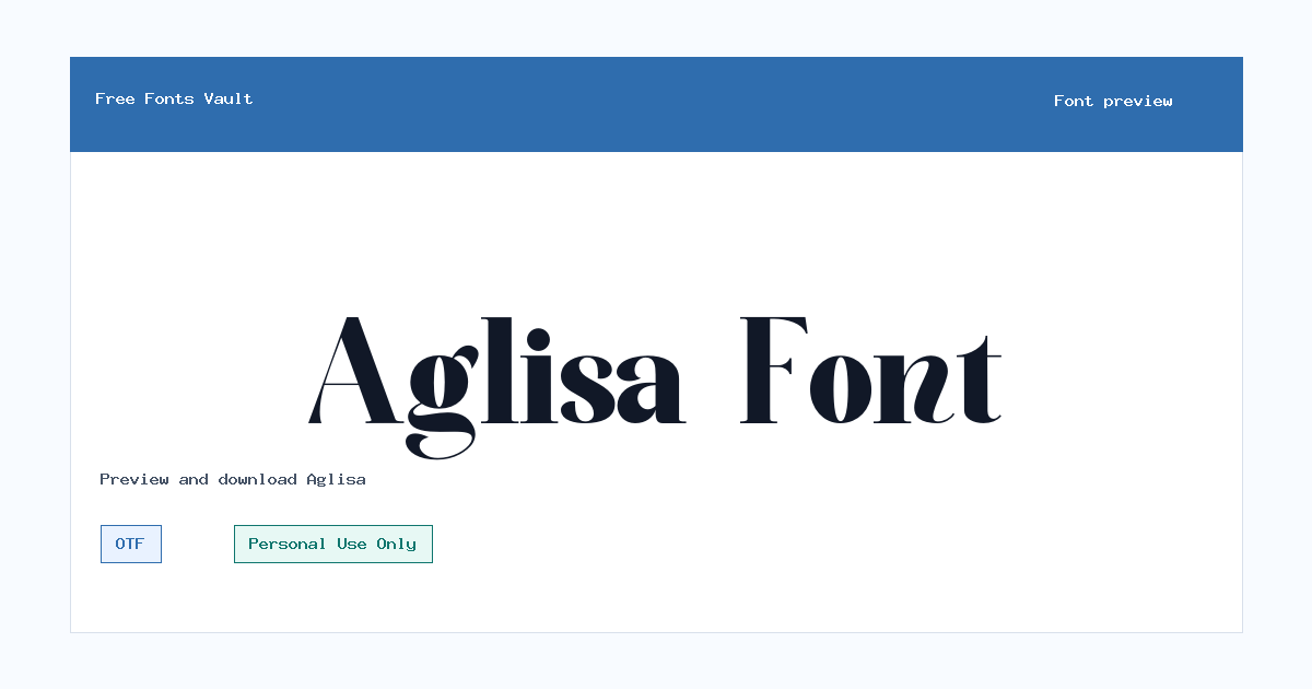 Aglisa font preview showing the family name