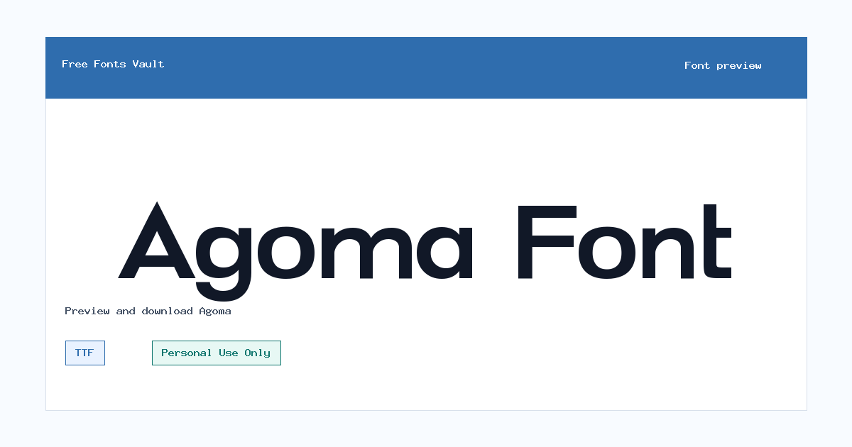Agoma font preview showing the family name