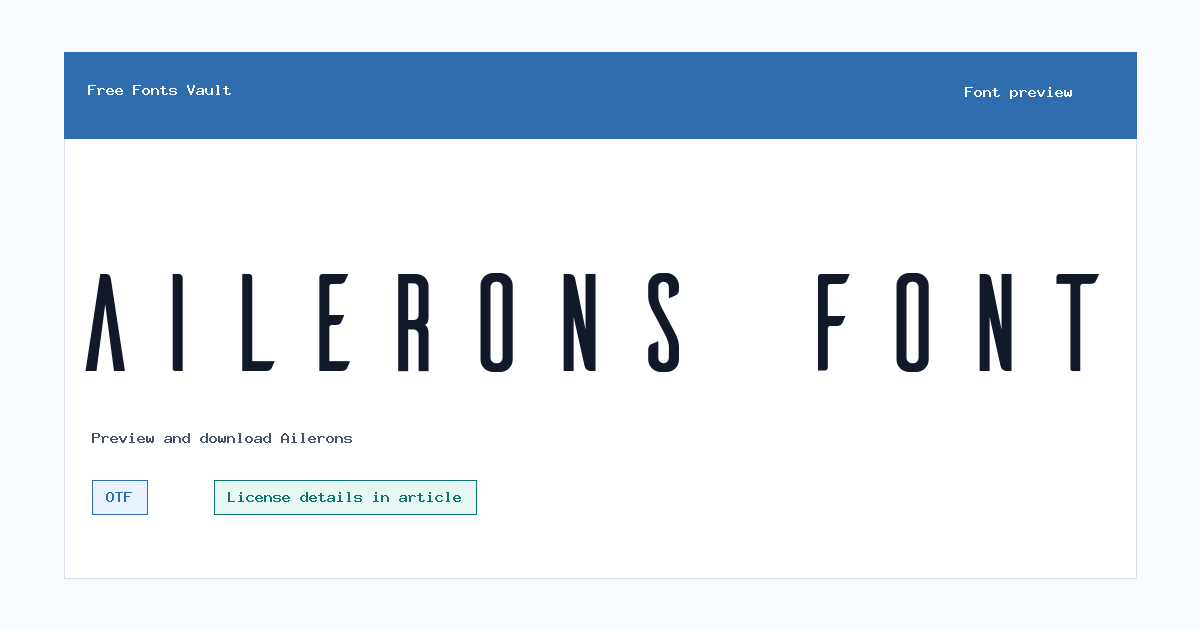 Ailerons font preview showing the family name