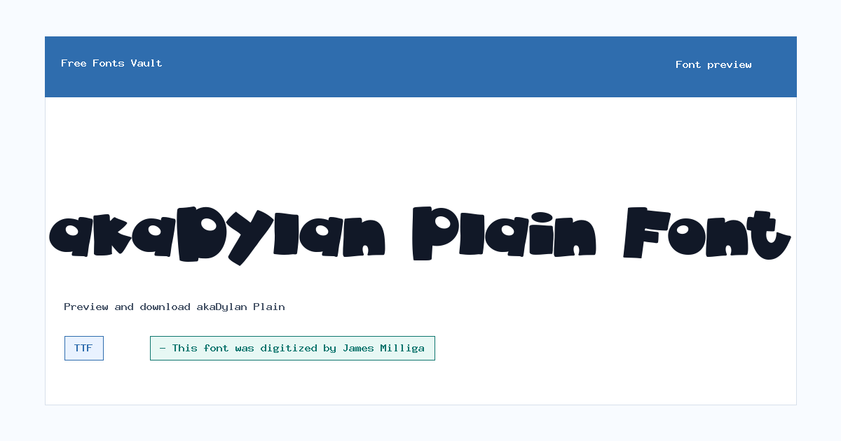 akaDylan Plain font preview showing the family name