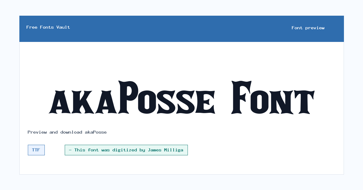 akaPosse font preview showing the family name