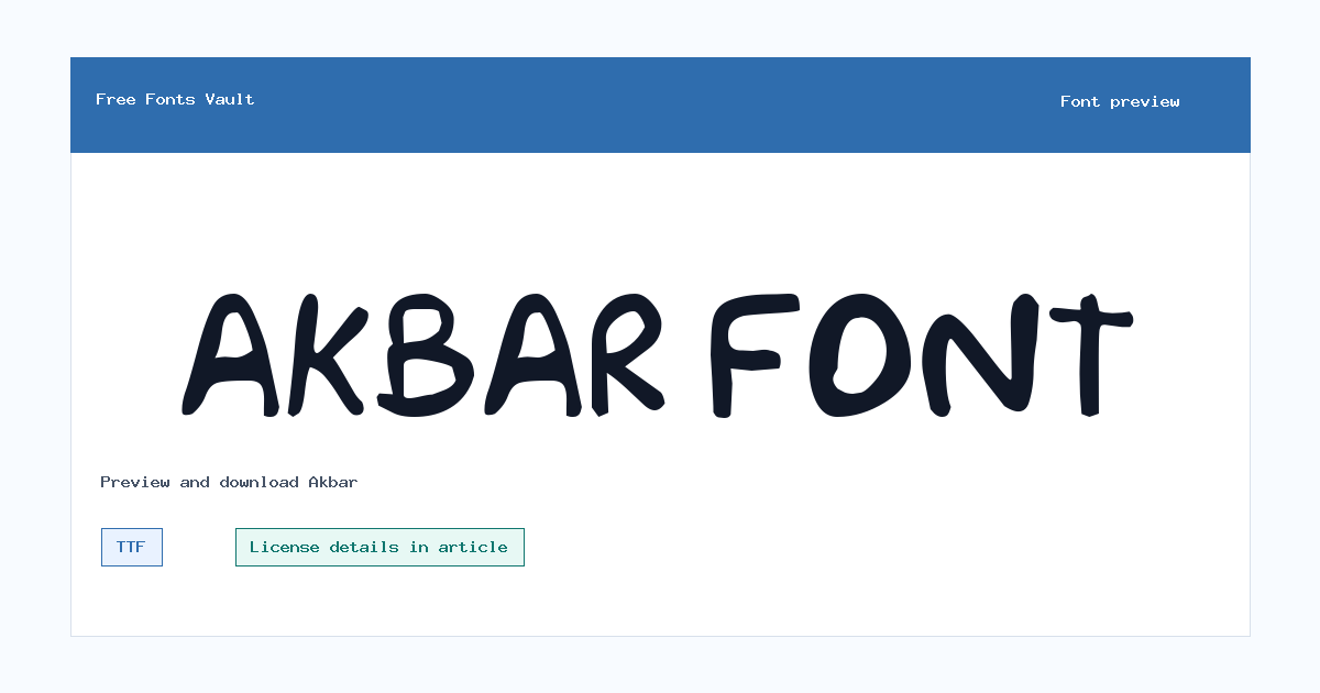 Akbar font preview showing the family name