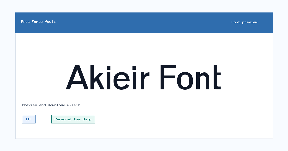Akieir font preview showing the family name