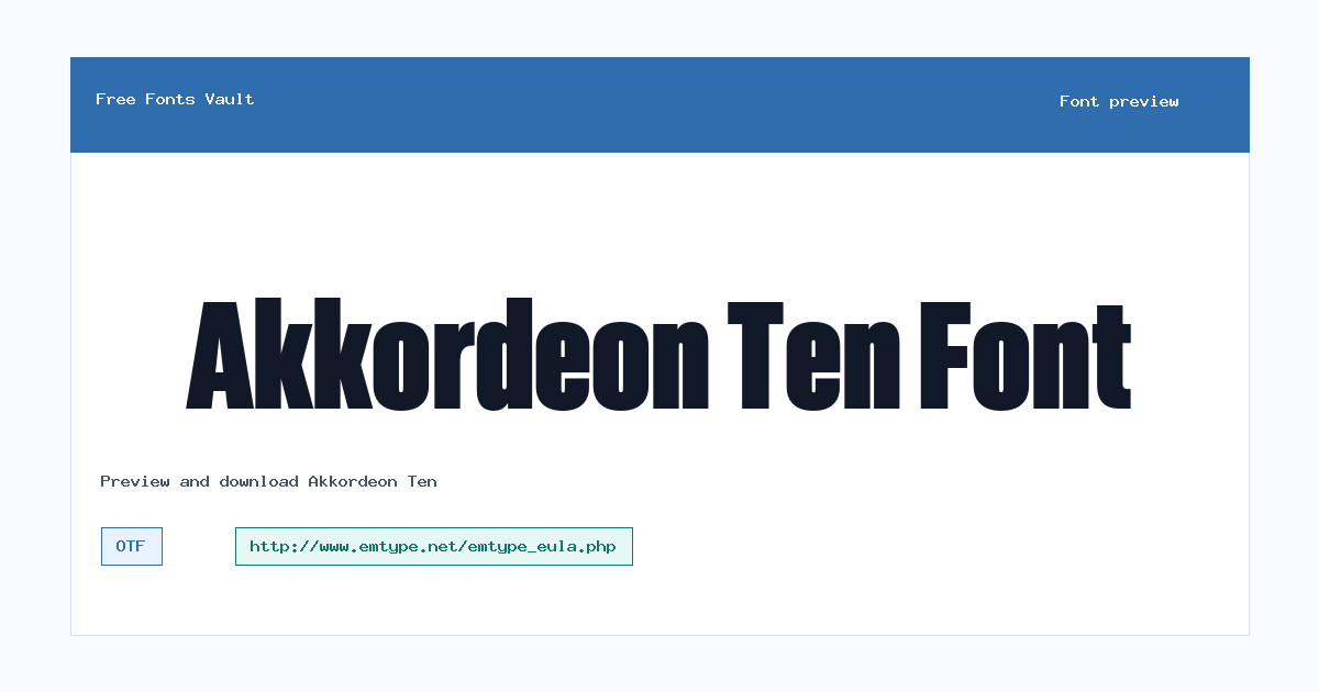 Akkordeon Ten font preview showing the family name