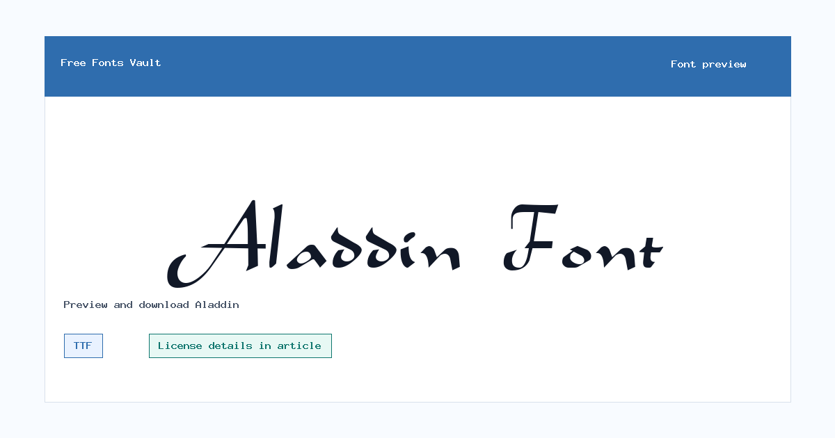 Aladdin font preview showing the family name