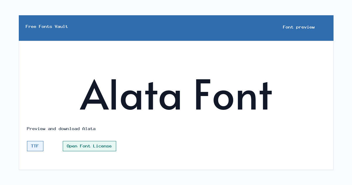 Alata font preview showing the family name