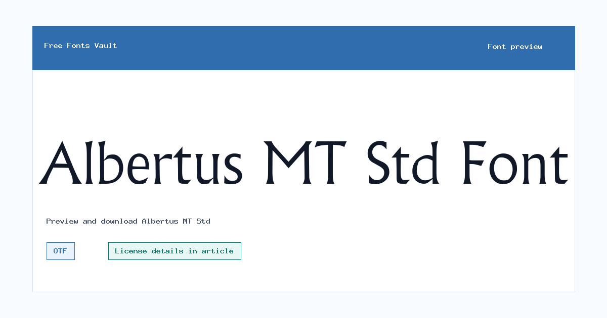 Albertus MT Std font preview showing the family name