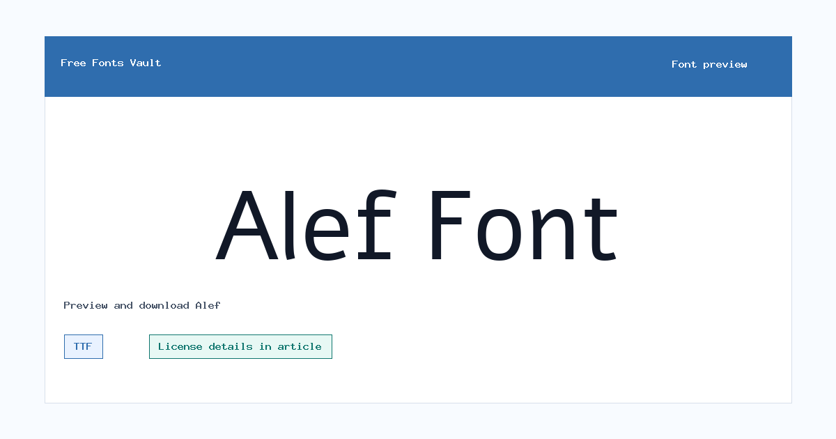 Alef font preview showing the family name