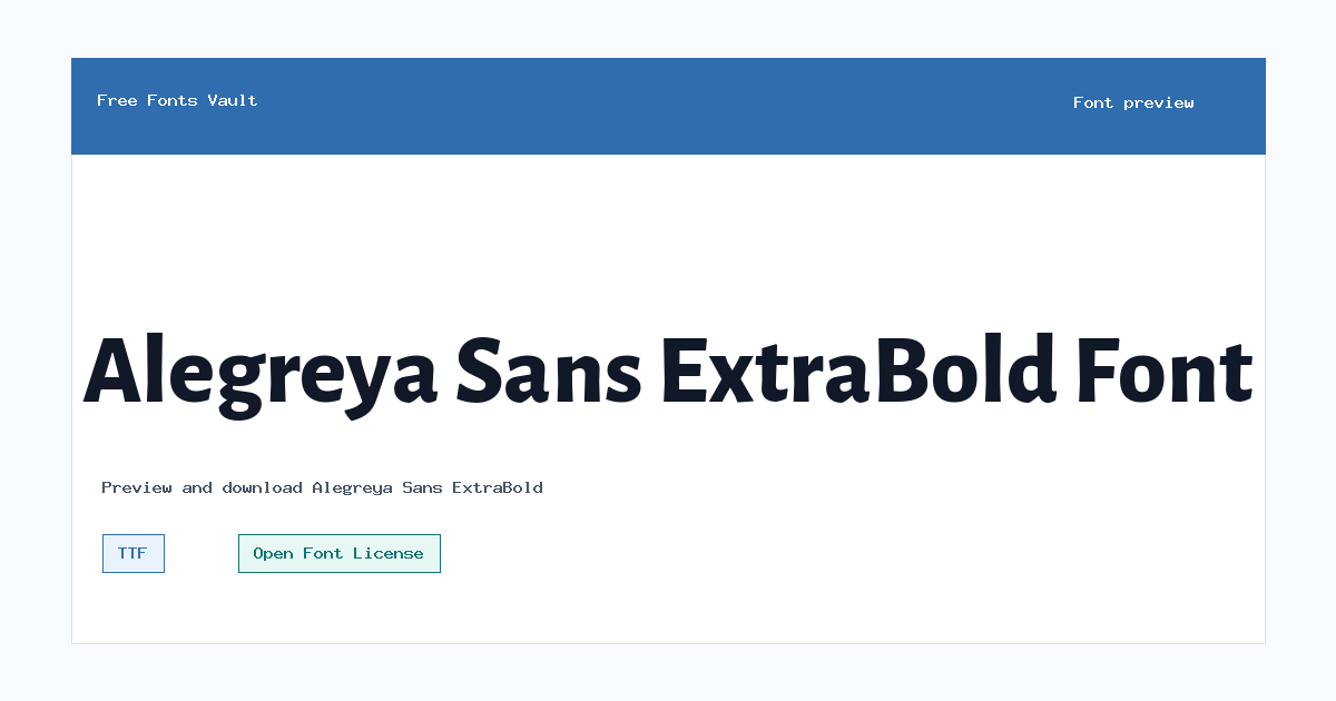 Alegreya Sans ExtraBold font preview showing the family name